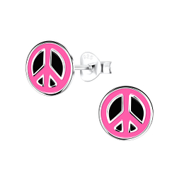 Wholesale Sterling Silver Peace Sign Ear Studs - JD16551