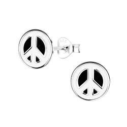 Wholesale Sterling Silver Peace Sign Ear Studs - JD16550