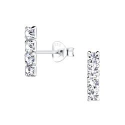 Wholesale Sterling Silver Bar Crystal Ear Studs - JD16403