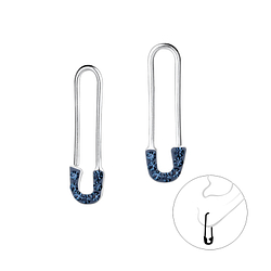 Wholesale Sterling Silver Safety Pin Ear Hoops - JD16429