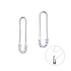 Wholesale Sterling Silver Safety Pin Ear Hoops - JD16429