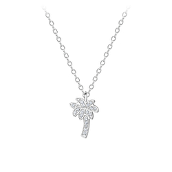 Wholesale Sterling Silver Cubic Zirconia Palm Tree Necklace - JD8601