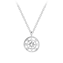 Wholesale Sterling Silver Love Compass Necklace - JD16398