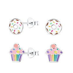 Wholesale Sterling Silver Sweets Ear Studs Set - JD16822