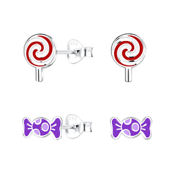 Wholesale Sterling Silver Candy Ear Studs Set - JD16827