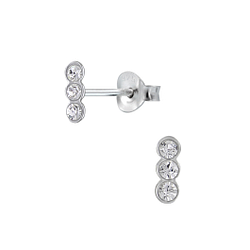 Wholesale Sterling Silver Triple Crystal Ear Studs - JD2104