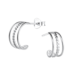 Wholesale Sterling Silver Twisted Half Hoop Ear Studs - JD9255