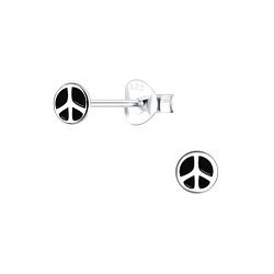 Wholesale Sterling Silver Peace Sign Ear Studs - JD17108