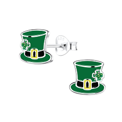 Wholesale Sterling Silver Green Hat Ear Studs - JD17085