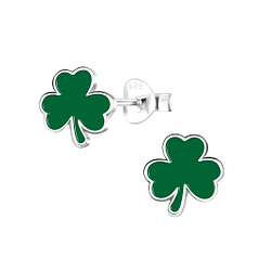 Wholesale Sterling Silver Shamrock Ear Studs - JD17094