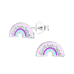 Wholesale Sterling Silver Rainbow Ear Studs - JD17166