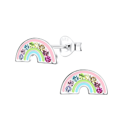 Wholesale Sterling Silver Rainbow Ear Studs - JD17165