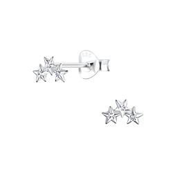 Wholesale Sterling Silver Triple Star Ear Studs - JD17104
