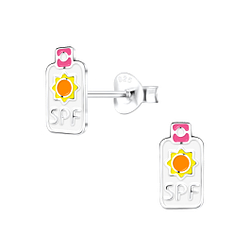 Wholesale Sterling Silver Sunscreen Bottle Ear Studs - JD17156