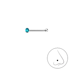 Wholesale 1.5mm Round Crystal Sterling Silver Nose Stud With Ball - JD3307