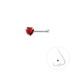 Wholesale 3mm Heart Cubic Zirconia Sterling Silver Nose Stud with Ball - JD8827