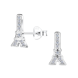 Wholesale Sterling Silver Eiffel Tower Ear Studs - JD17334