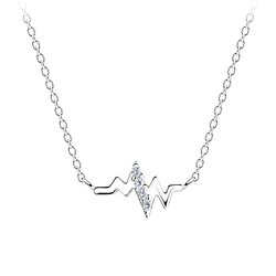 Wholesale Sterling Silver Heartbeat Necklace - JD11353