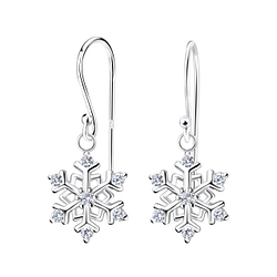 Wholesale Sterling Silver Snowflake Earrings - JD17277