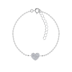Wholesale Sterling Silver Heart Bracelet - JD17265