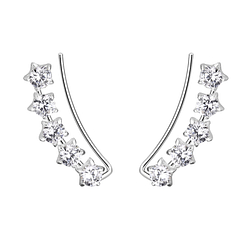 Wholesale Sterling Silver Star Cubic Zirconia Ear Climbers - JD7439