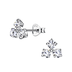 Wholesale Sterling Silver Triangle Crystal Ear Studs - JD17292