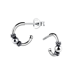 Wholesale Sterling Silver Half Hoop Ear Studs - JD9227