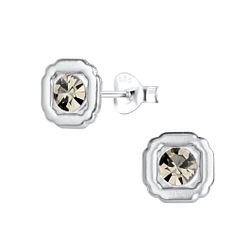 Wholesale Sterling Silver Geometric Crystal Ear Studs - JD17207