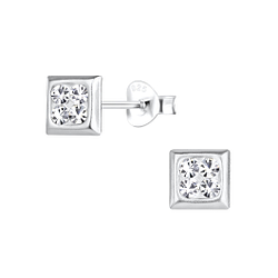 Wholesale Sterling Silver Square Ear Studs - JD17246