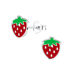 Wholesale Sterling Silver Strawberry Ear Studs - JD17141