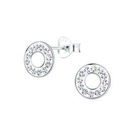 Wholesale Sterling Silver Circle Crystal Ear Studs - JD17209