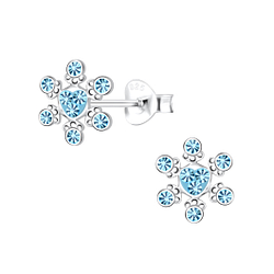 Wholesale Sterling Silver Snowflake Ear Studs - JD17313 Wholesale Sterling Silver Snowflake Ear Studs - JD17313