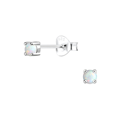 Wholesale 3mm Opal Sterling Silver Ear Studs - JD17243