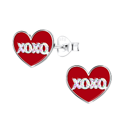 Wholesale Sterling Silver XOXO Heart Ear Studs - JD17490