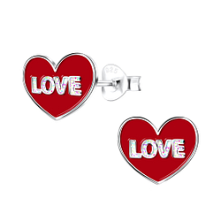 Wholesale Sterling Silver Love Heart Ear Studs - JD17494