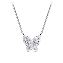 Wholesale Sterling Silver Butterfly Necklace - JD17399