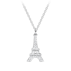 Wholesale Sterling Silver Eiffel Tower Necklace - JD17547