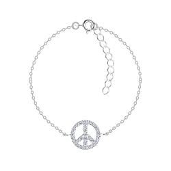 Wholesale Sterling Silver Peace Sign Bracelet - JD17351