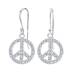 Wholesale Sterling Silver Peace Sign Earrings - JD17364