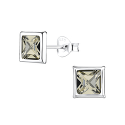 Wholesale Sterling Silver Square Crystal Ear Studs - JD17552