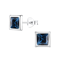 Wholesale Sterling Silver Square Crystal Ear Studs - JD17552