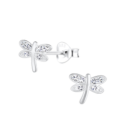 Wholesale Sterling Silver Dragonfly Ear Studs - JD17647