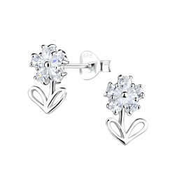 Wholesale Sterling Silver Flower Ear Studs - JD17516