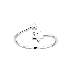 Wholesale Sterling Silver Double Star Open Ring - JD17559