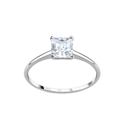 Wholesale 5mm Square Cubic Zirconia Sterling Silver Ring - JD17370