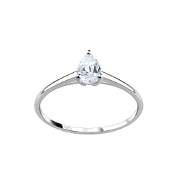 Wholesale 4x6mm Pear Cubic Zirconia Sterling Silver Ring - JD17372