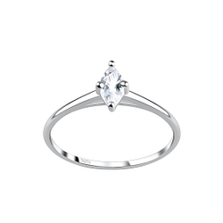 Wholesale 3X6mm Marquise Cubic Zirconia Sterling Silver Ring - JD17374