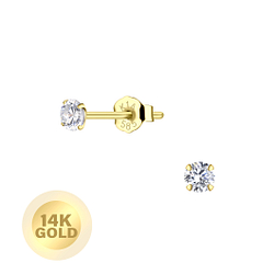 Wholesale 14ct Solid Gold – 3mm Round Cubic Zirconia Ear Studs - JD17859 Wholesale 14ct Solid Gold – 3mm Round Cubic Zirconia Ear Studs - JD17859
