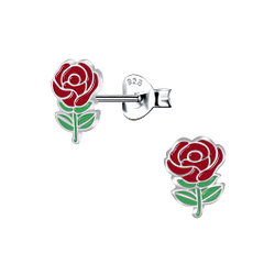 Wholesale Sterling Silver Rose Ear Studs - JD17799