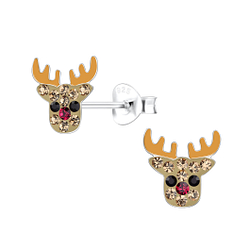Wholesale Sterling Silver Reindeer Ear Studs - JD17949